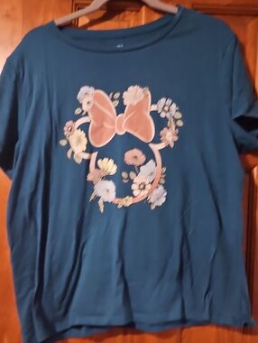 Disney Teal Minnie Mouse Logo Tee